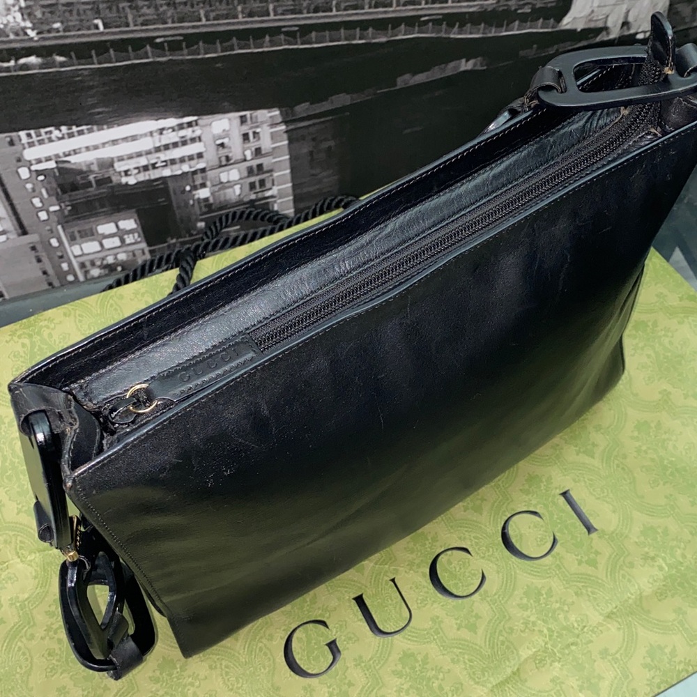 Authentic Rare Gucci Elegant black leather Bag - Picture 4 of 14